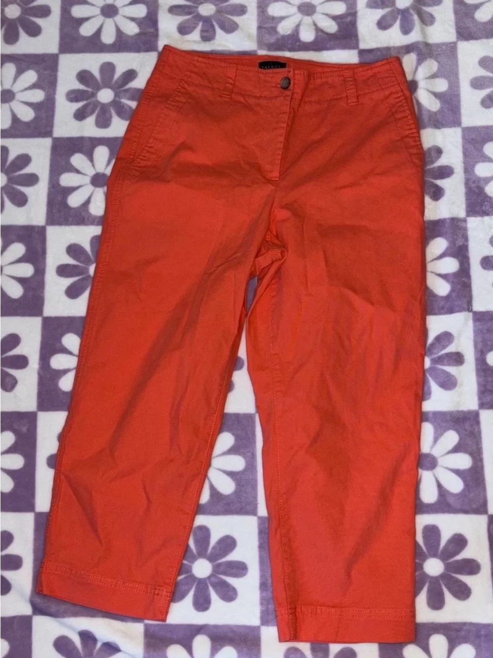 Talbots Bright Coral Cropped Chino Pants